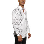 Fibonacci Lion Drawing Button Up Shirt // White (L)