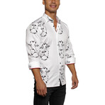 Fibonacci Lion Drawing Button Up Shirt // White (L)