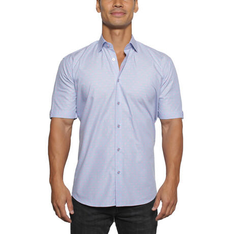 Galileo PolkaDot Button Up Shirt // Blue (L)