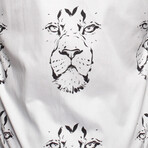 Fibonacci Lion Drawing Button Up Shirt // White (L)