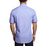 Galileo Neon Stripe Button Up Shirt // Blue (L)