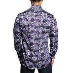 Fibonacci SkullTooth Button Up Shirt // Purple + Black (3XL)