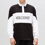 Noble Donkey Long Sleeve Rugby Shirt // Black + White (S)
