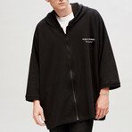 Oversized Zip-Up Hoodie // Black (M)