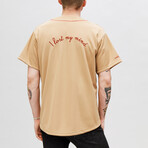 I Lost My Mind Baseball Jersey // Beige + Red (S)