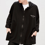 Oversized Zip-Up Hoodie // Black (M)