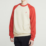 Varsity Crewneck Sweatshirt // Red + Beige (M)