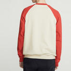 Varsity Crewneck Sweatshirt // Red + Beige (M)