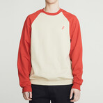 Varsity Crewneck Sweatshirt // Red + Beige (M)