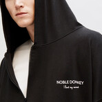 Oversized Zip-Up Hoodie // Black (M)