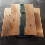 River Series Dining Table // Maple + Green Glass + Steel