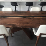 River Series Dining Table // Walnut + Black Epoxy (8 People)