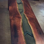 River Series Dining Table // Walnut + Green Glass + Steel