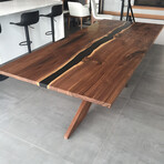 River Series Dining Table // Walnut + Black Epoxy (8 People)