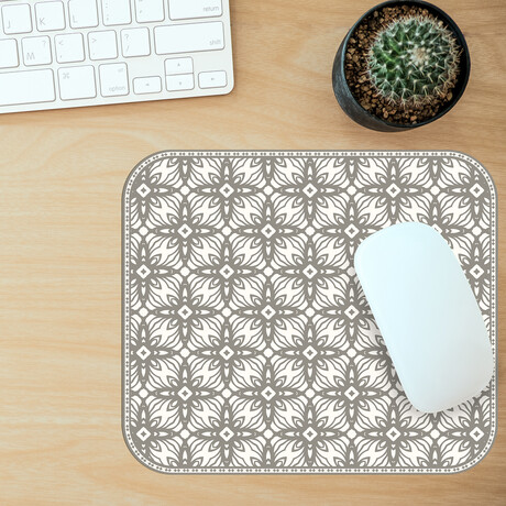 Classic Neutral Vinyl Office Accessories // Floro (Mouse Pad - 7.7"Ø)