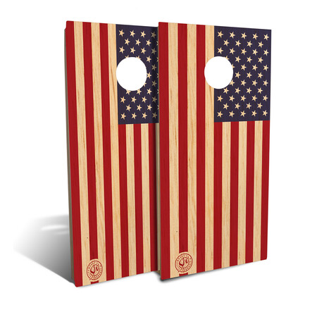 Butternut Wood American Flag // Cornhole Board Set