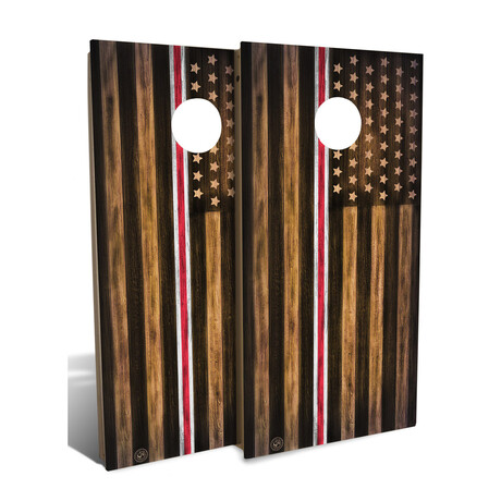 Nurse Thin Red + White Line // Cornhole Board Set