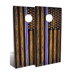 EMS Thin Blue + White Line // Cornhole Board Set