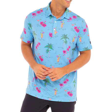 Vacation Performance Polo // Blue + Pink (S)
