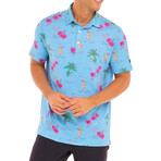 Vacation Performance Polo // Blue + Pink (XL)