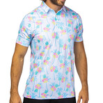 Shady Performance Polo // White + Light Blue (2XL)