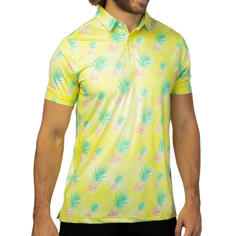 Pineapple Express Performance Polo // Yellow + Green (S)