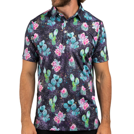 Prickly Pear Performance Polo // Navy + Pink (S)