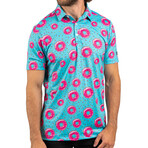 Sweets Performance Polo // Teal + Pink (S)