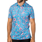 Kakau Performance Polo // Blue + Pink (S)