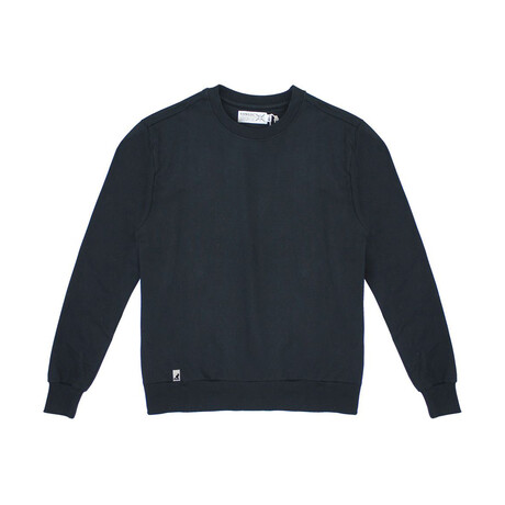 Fleece Crewneck + Logo Tab On Hem // Black (S)