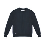 Fleece Crewneck + Logo Tab On Hem // Black (S)