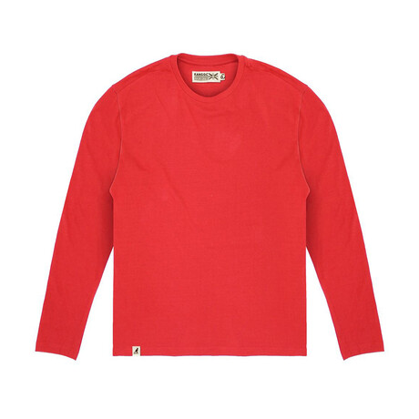 Long Sleeve Tee + Logo Tab On Hem // Cherry Red (S)