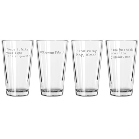 Pint Glasses // Set of 4 // Old School Quote