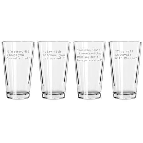 Pint Glasses // Set of 4 // Pulp Fiction Quote