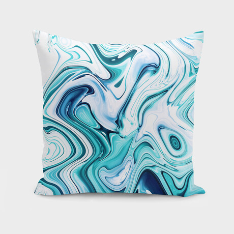 Liquid Marble // Aqua & Blues (14"H x 14"W)