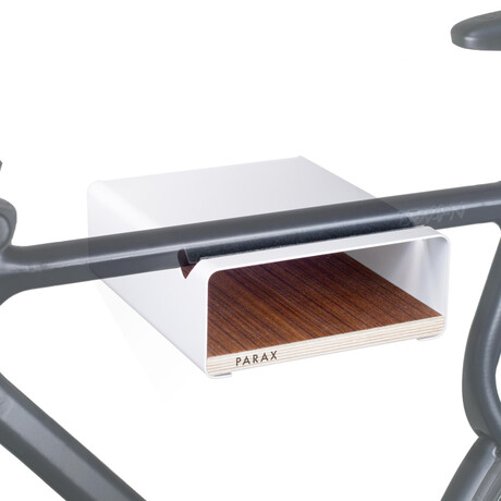 S-RACK // Bike Wall Mount // White + Walnut (Medium (Up To 19.7" Handlebar Width))