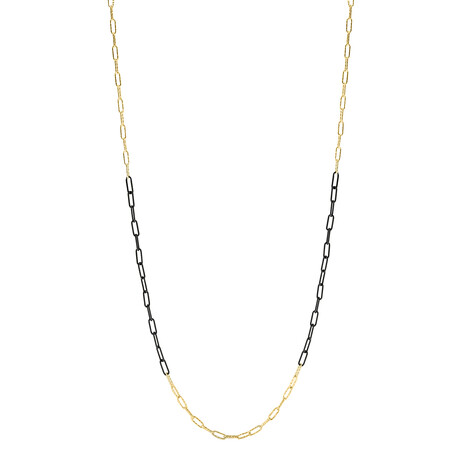 Sterling Silver + 18k Yellow Gold + Matte Black Necklace
