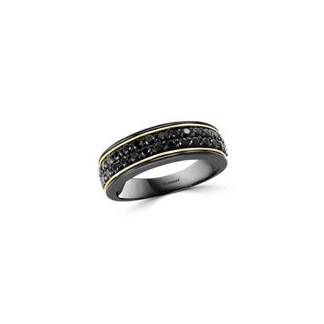 Sterling Silver + 18k Yellow Gold Black Spinel Ring // Size 10