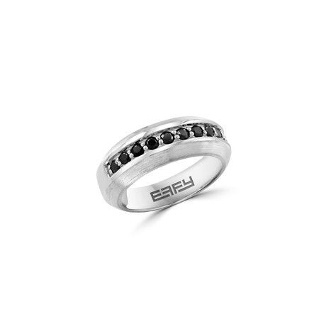 Sterling Silver Black Spinel Ring // Size 10