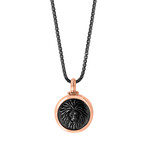 Sterling Silver + 18k Rose Gold + Black Rhodium Pendant
