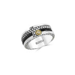 Sterling Silver + 14K Yellow Gold Black Sapphire Ring // Size 10