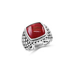 Sterling Silver + Red Jasper Ring // Size 10