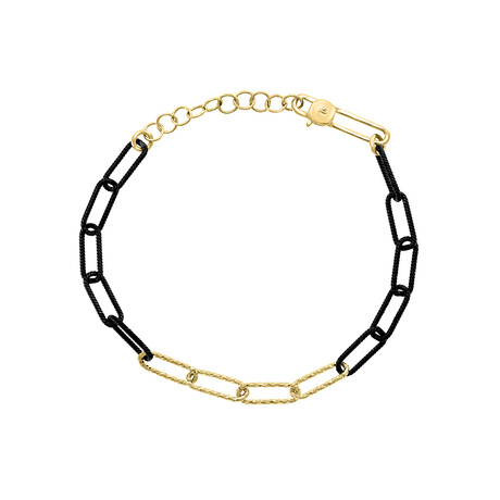 Sterling Silver + 18k Yellow Gold + Matte Black Bracelet