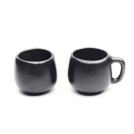 Black Clay Mugs // Set of 2