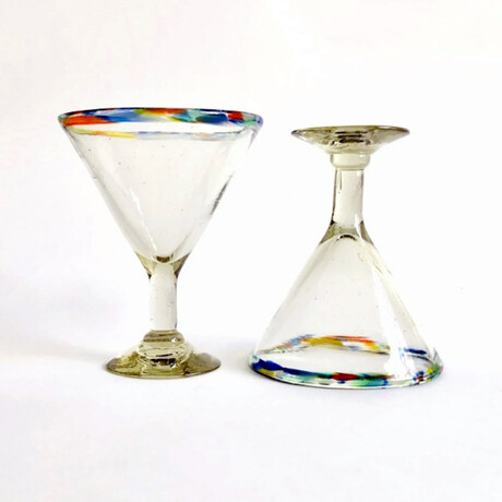 Hand-Blown Margarita Glasses // Set of 2 (Frosted Cobalt)