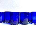 Blown Glass Mezcal Shot Glasses // Set of 6 (Cobalt Blue)