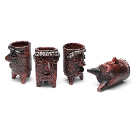 Tlatilco's Aztec Faces Shot Glasses // Set of 4