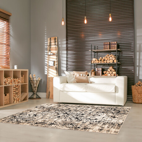 Raven // Ivory + Black Rug (10'0"L x 7'10"W)