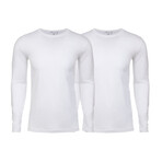 Soft Touch Comfort Fit Cotton Long Sleeve Shirts // White + White // Pack of 2 (2XL)