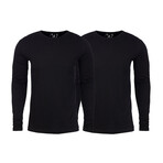 Soft Touch Comfort Fit Cotton Long Sleeve Shirts // Black + Black // Pack of 2 (L)